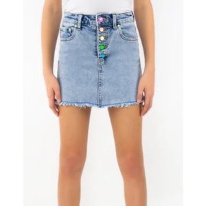 Tractr Girls Rainbow Button Mini Skirt
